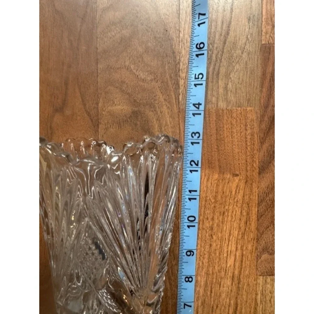 Antique McKee Crystal‎ Glass CHAMPION Clear Trumpet Flower Bud Vase 13